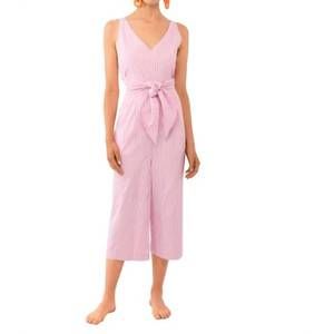 NEW GRETCHEN SCOTT wrap jumpsuit - wash & wear stripe in pink